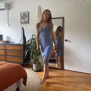 Small Periwinkle Fitted Knee Length Dress